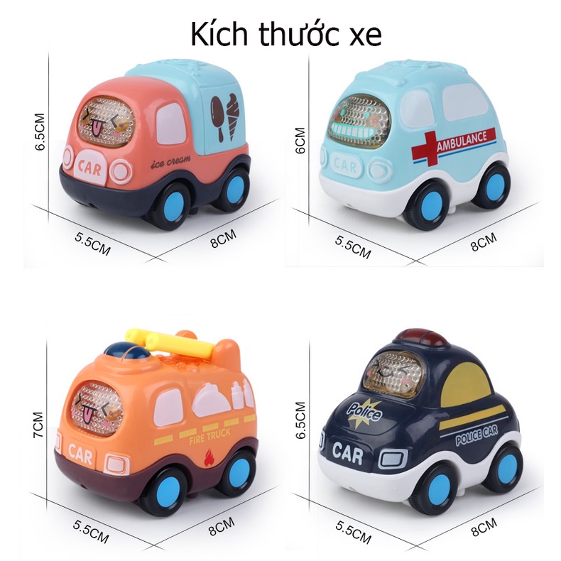 Xe ô tô đồ chơi cho bé  KAVY chạy đà quán tính mô tả xe cảnh sát, cứu hỏa, taxi, bus đẹp dễ thương