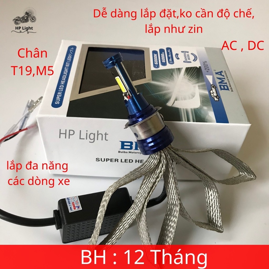 Đèn Pha Led BMA 2 Tim Led Lắp Ô TÔ – XE MÁY , Chân H4,M5,T19 Siêu Sáng_Đèn Led HP LIGHT Z2