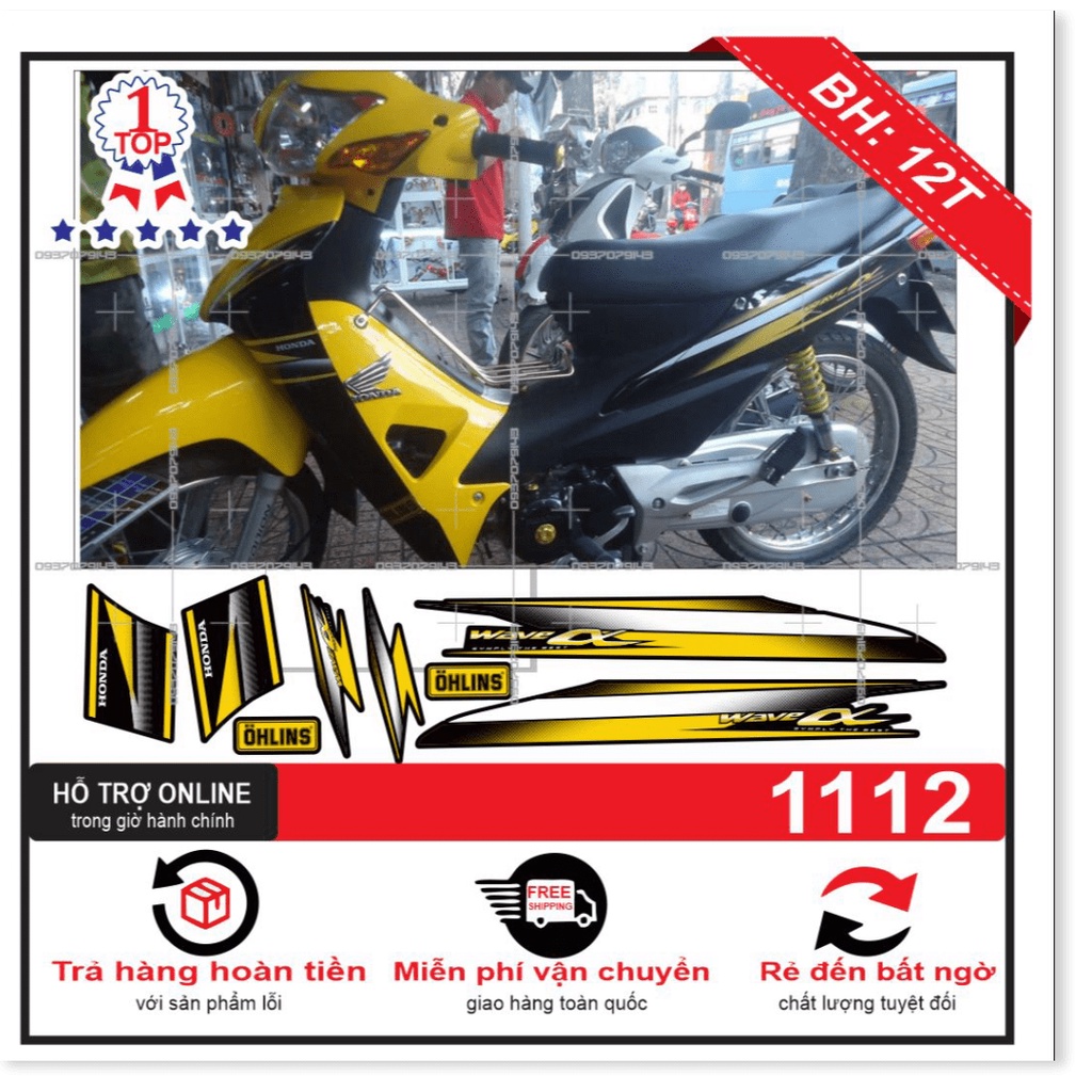 ( Quí khách vui lòng mang ra tiệm cho thợ dán ) Tem wave 2016 vàng đen