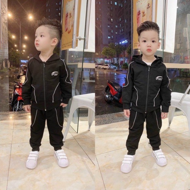 Xả Bộ Sport mũ khoá dài tay cho bé trai