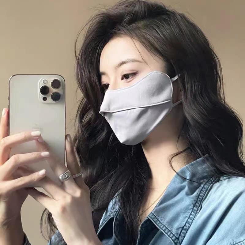 Khẩu trang chống nắng xuất Nhật che thái dương ngăn tia UV- Khẩu trang vải lụa cool mát dành cho nữ