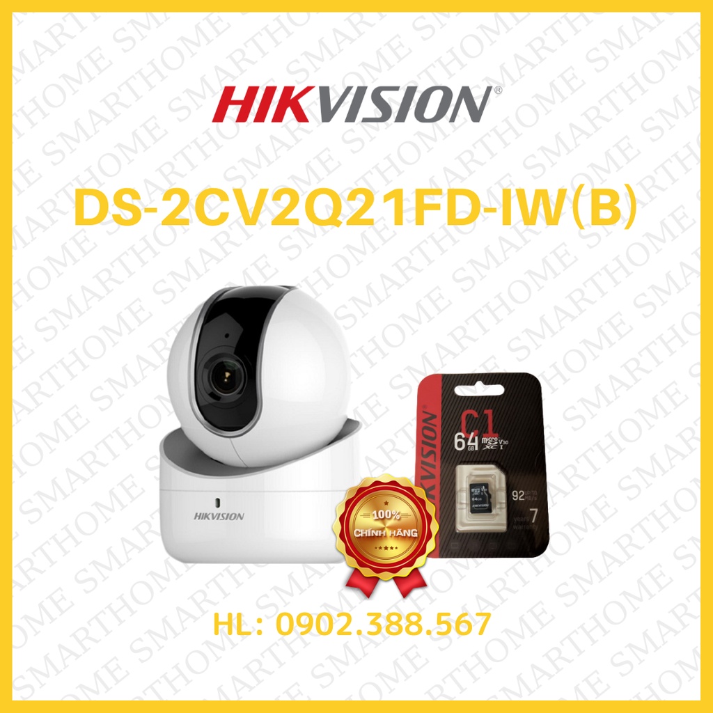 Camera IP Robot hồng ngoại không dây 2.0 Megapixel HIKVISION DS-2CV2Q21FD-IW(B) + thẻ nhớ 32GB