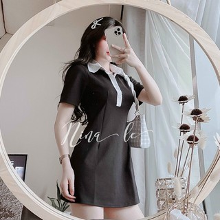 Đầm cổ viền trắng H3141 (hình thật)