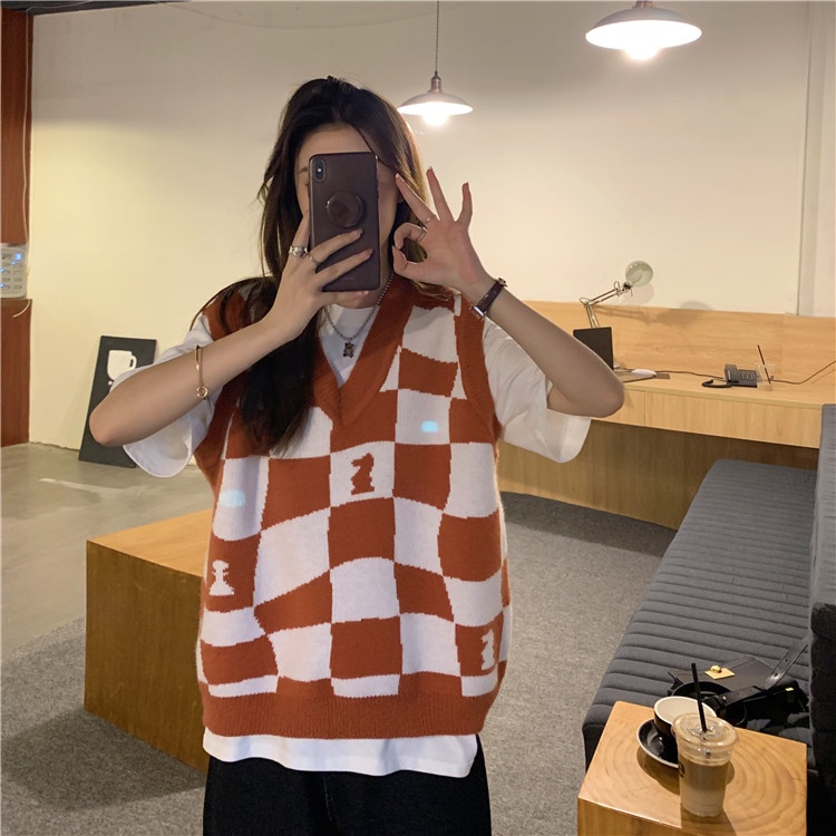 Áo Sweater Dệt Kim Dáng Rộng Cổ Chữ V Thời Trang Cho Nữ