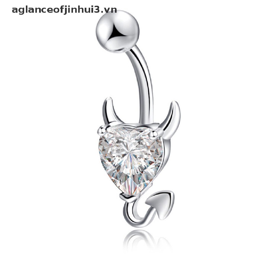 Khuyên Rốn Hình Trái Tim Ác Quỷ Đính Đá Pha Lê Cá Tính