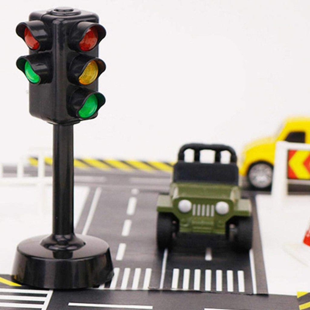 Mô hình Đèn tín hiệu giao thông trang trí garage xe mô hình - Sáng đèn, có tiếng