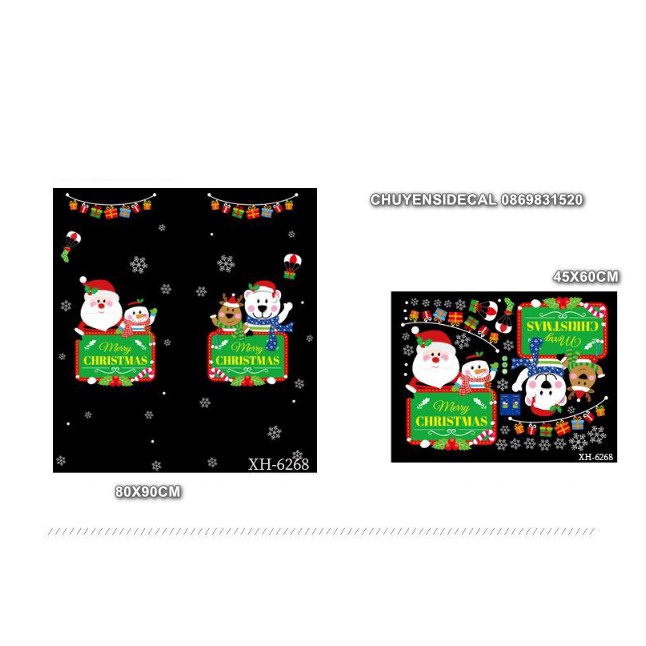 Decal dán tường Noel - Bảng Xanh chào đón lễ Vui Nhộn