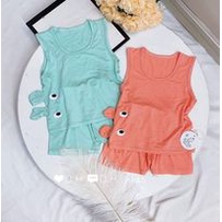 Bộ ba lỗ thun lạnh tai thú minky cho bé trai bé gái chất vải petit loại đẹp