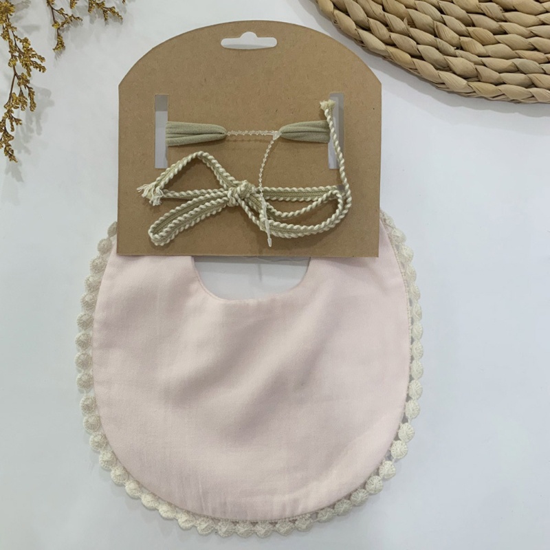 Set 2 Yếm Ăn Vải Cotton Mềm Màu Trơn Thắt Nơ Hình Tam Giác
