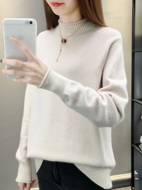 ÁO LEN NỮ CỔ 3 PHÂN NHIỀU MÀU DÀY DẶN MỀM MỊN( kèm ảnh thật) | BigBuy360 - bigbuy360.vn