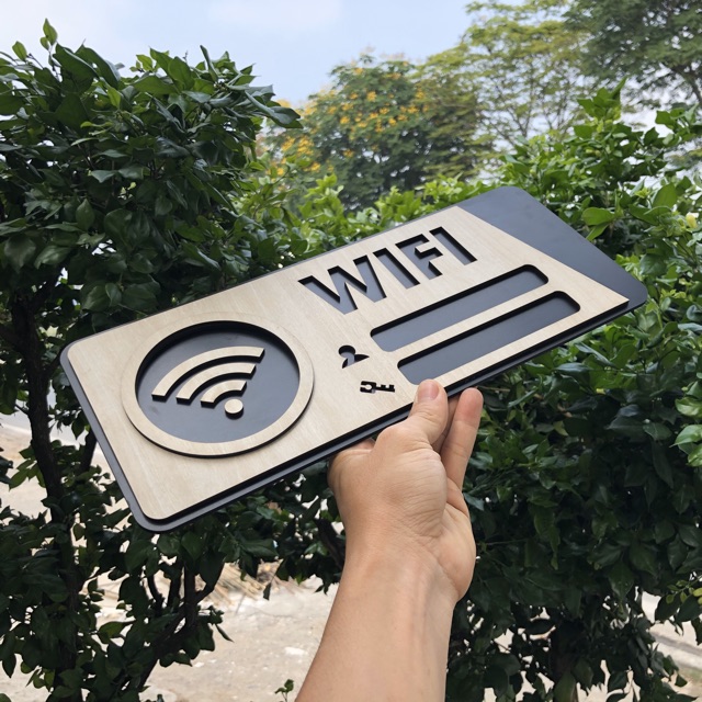 Bảng gỗ khắc tên thông tin wifi TW03 10x20cm mẫu mới