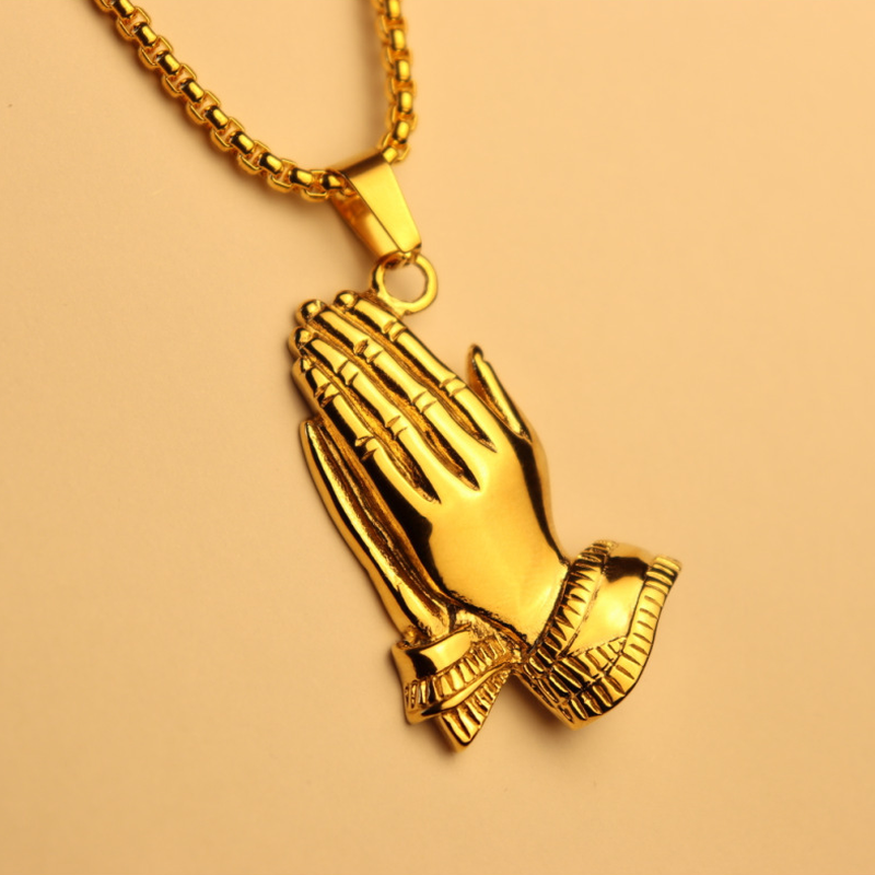 Vòng cổ Mạ Vàng 18K Mặt Hình Bàn Tay Phong Cách Hip Hop Cho Nam