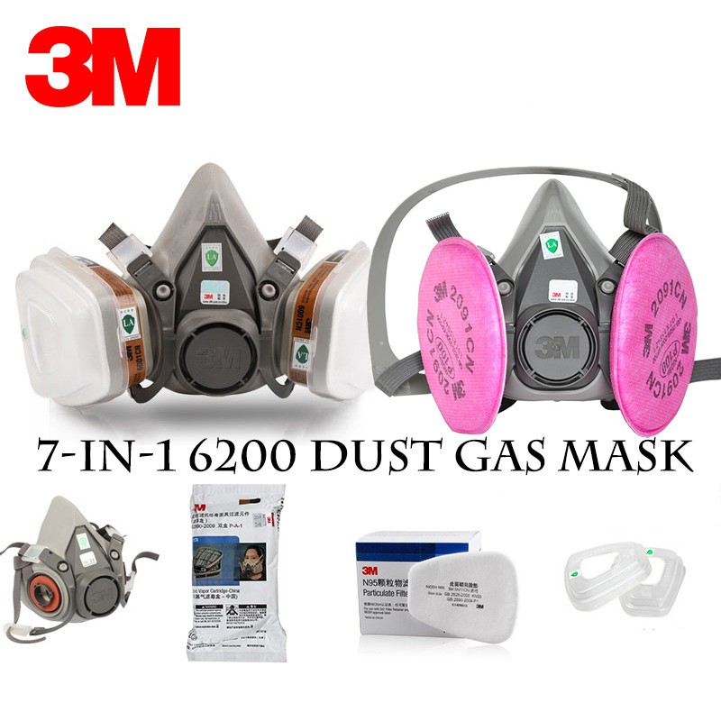3M 7 TRONG 1 Than Hoạt Tính 6200 6001CN 5N11 2091 501 Hữu Cơ Nửa Mặt nạ Phòng độc Tranh Phun Mặt nạ 