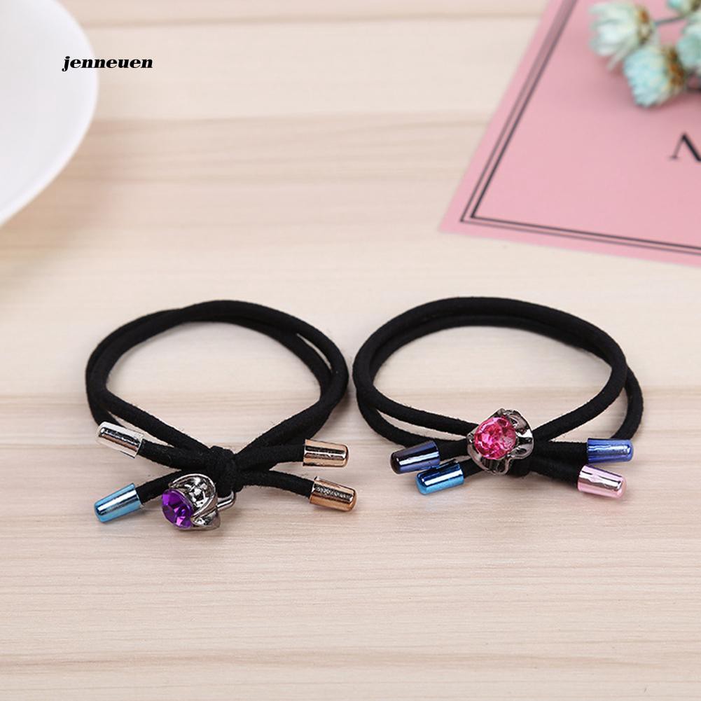 Dây buộc tóc nơ 2 lớp đính đá thời trang cho nữ