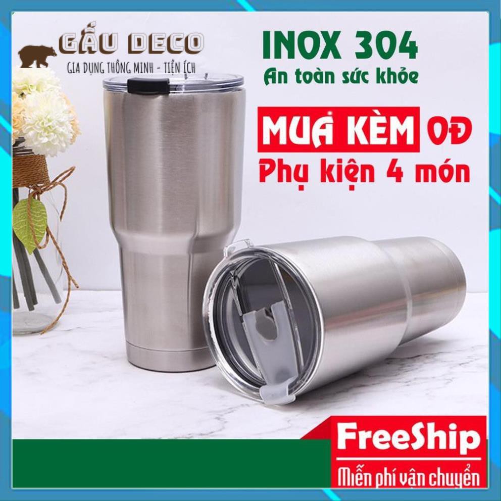 [FREESHIP] Ly giữ nhiệt Inox 304cao cấp MÀU INOX [ Tặng kèm túi Ống hút. Cọ] Cốc Giữ nhiệt 8-12H. dung tích 900ml