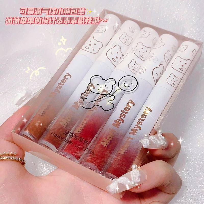 [Hàng mới về] Set 5 Thỏi Son Kem Hiệu Ứng Gương Không Thấm Nước Và Mồ Hôi Lâu Trôi