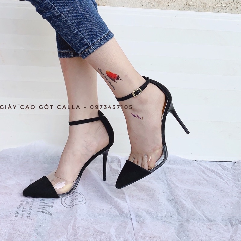 Giày cao gót calla - sandal phối bít meca cao 9cm-11cm