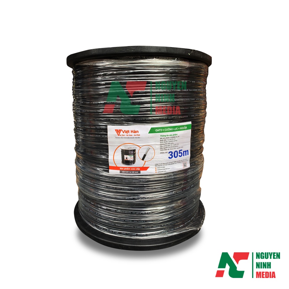 Dây Mạng 4 Lõi Cường Lực Kèm Nguồn Việt Hàn Có Phủ Dầu Chống Ẩm - Hàng Chính Hãng