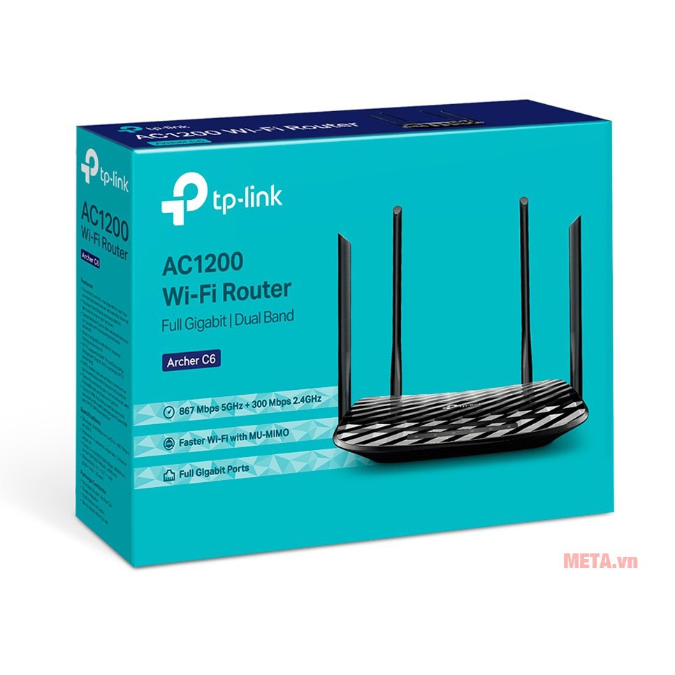 [Mã 253ELSALE hoàn 7% đơn 300K] Bộ phát wifi TP-Link Archer C6 băng tần kép AC1200. Chính hãng, BH 24 tháng