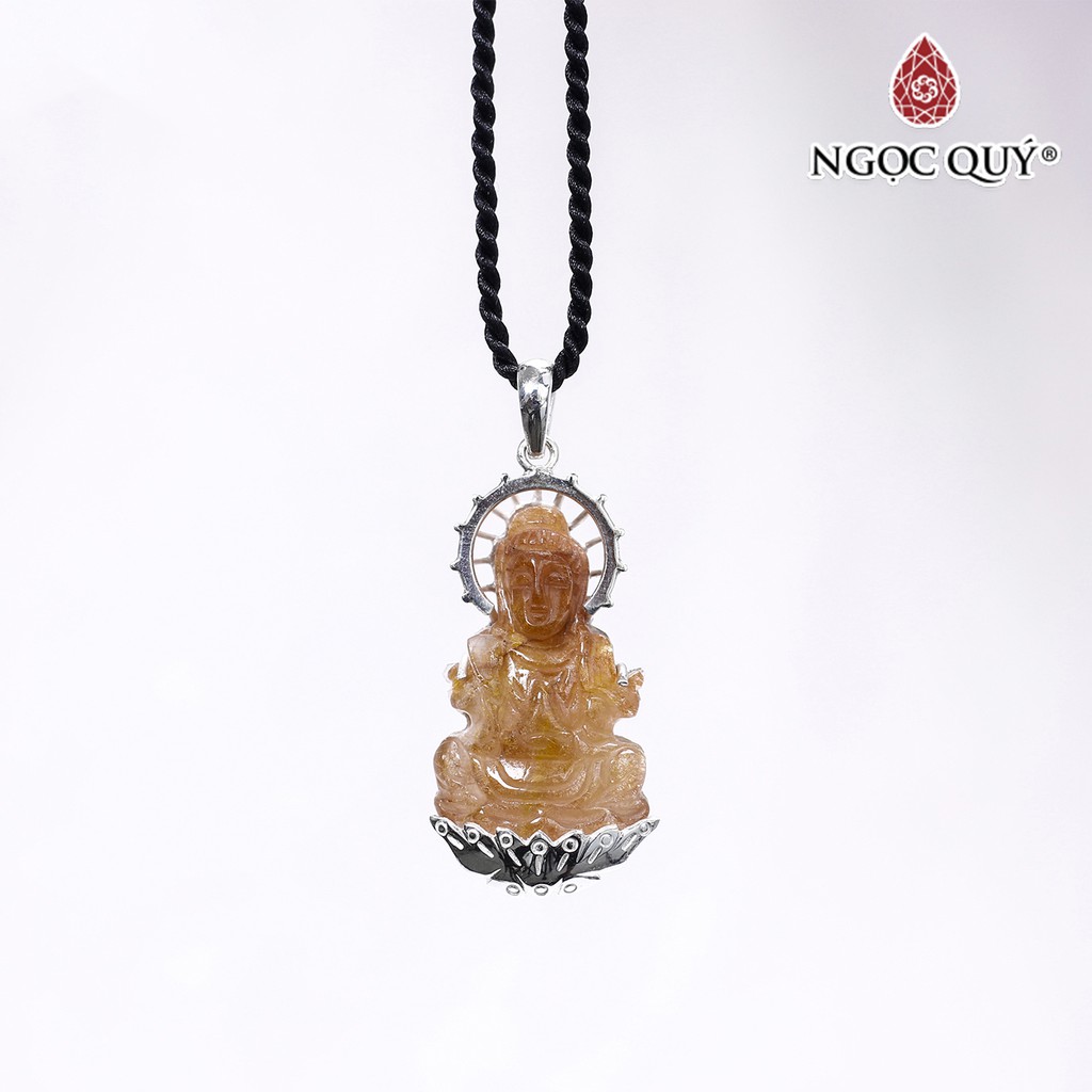Mặt dây chuyền phật bà TA tóc đỏ cam bọc bạc - Ngọc Quý