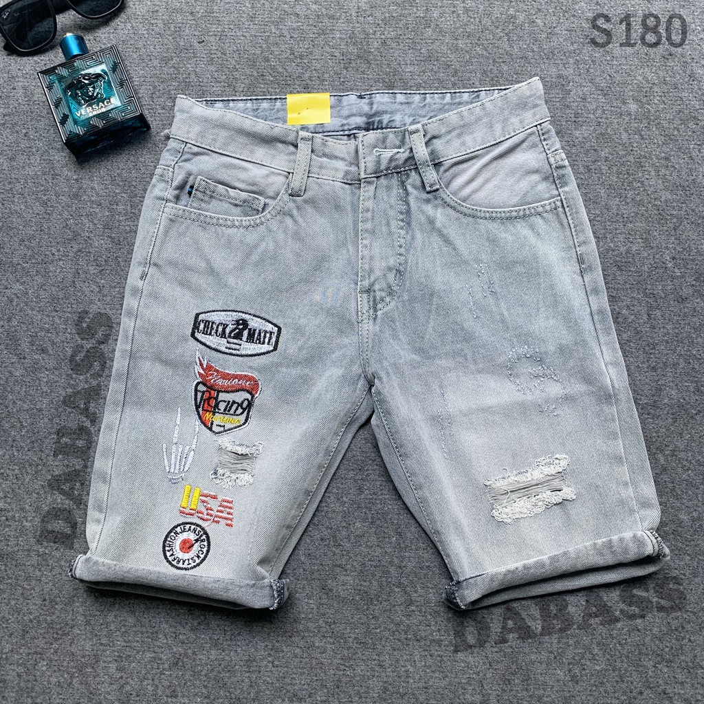 Quần short jean nam quần sọt đùi lửng ngố thêu hình trẻ trung cá tính [HÌNH THẬT TỰ CHỤP] | BigBuy360 - bigbuy360.vn