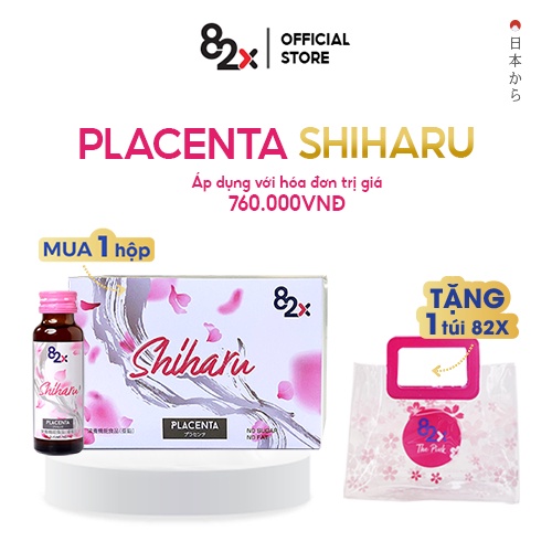 82X Nước uống Placenta Shiharu làm đẹp da đến từ Nhật Bản 50ml/lọ. (1 hộp)
