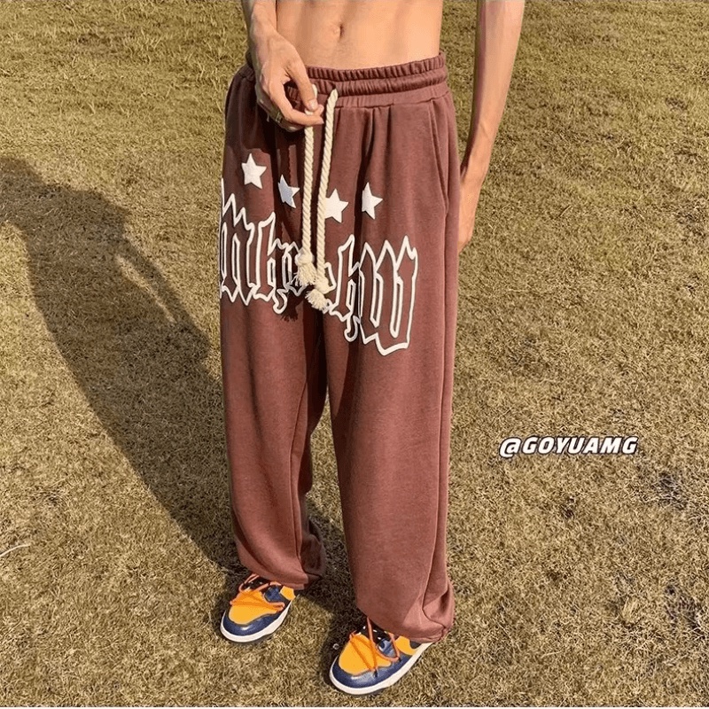 Quần ống rộng Lưng Thun Phong Cách hip hop Đường Phố Nhật Bản Chất Lượng Cao Cỡ M-3XL Cho Nam