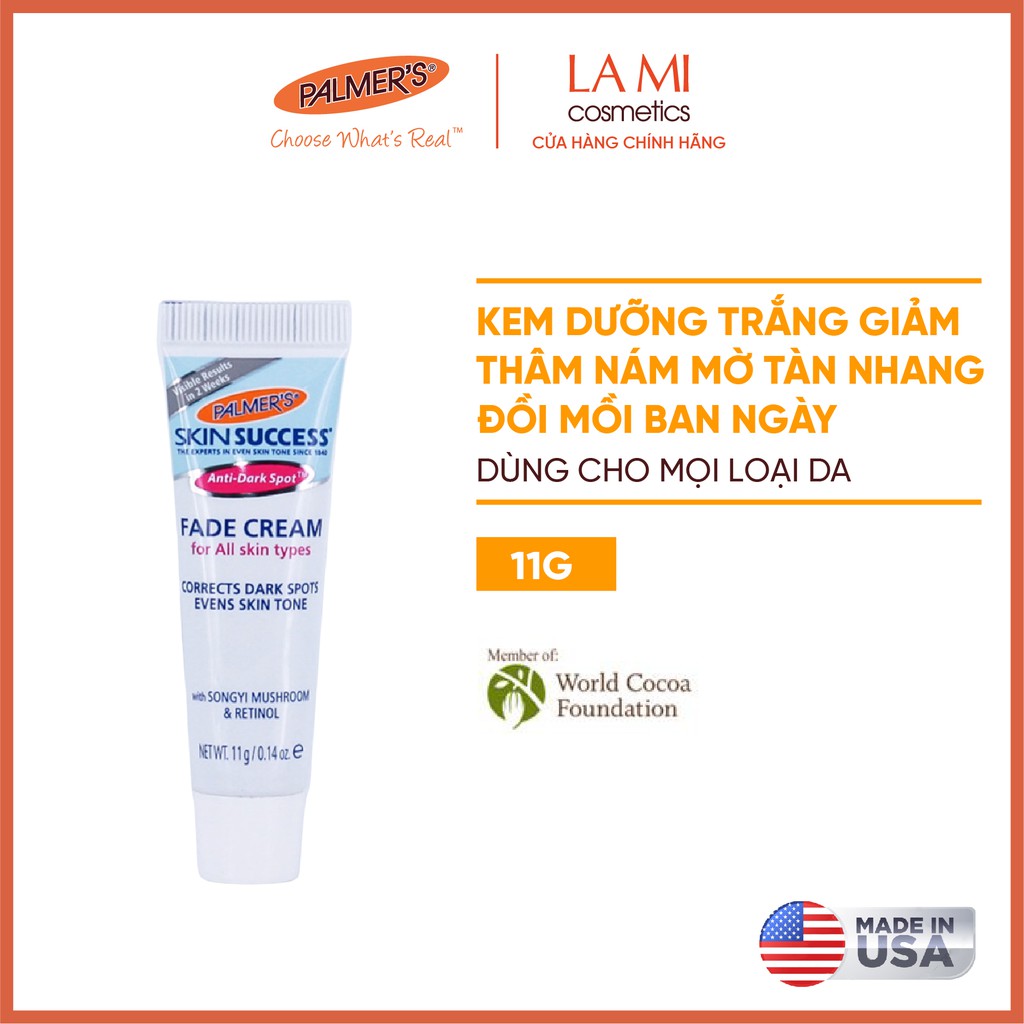 (Mini Size) Kem dưỡng trắng sáng da ban ngày, mờ thâm nám – tàn nhang Palmer's 11g