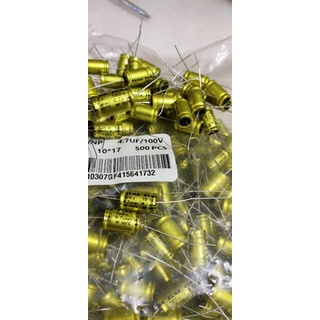 10 Tụ loa 2 đầu 4.7uf 100v màu vàng