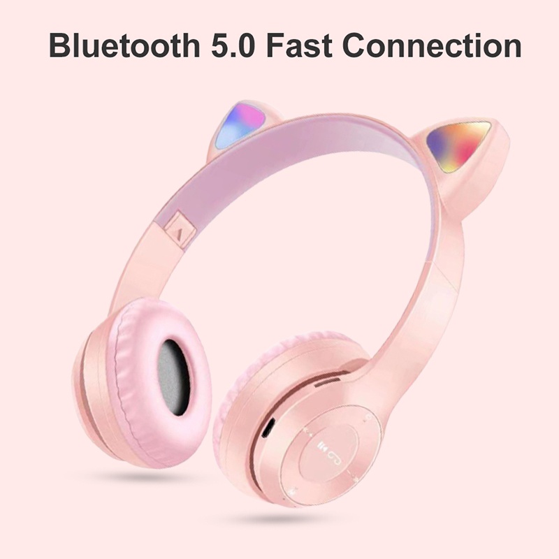 Tai Nghe Bluetooth 5.0 Không Dây P47M Tích Hợp Đèn LED Hỗ Trợ Thẻ Nhớ TF
