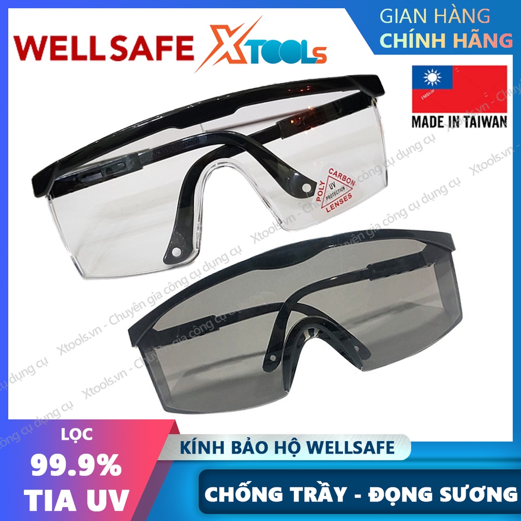 Kính bảo hộ Wellsafe SS416 kính phòng tia UV, chống bụi, trầy xước, đọng sương. Mắt kính trong suốt, bảo vệ mắt lao động