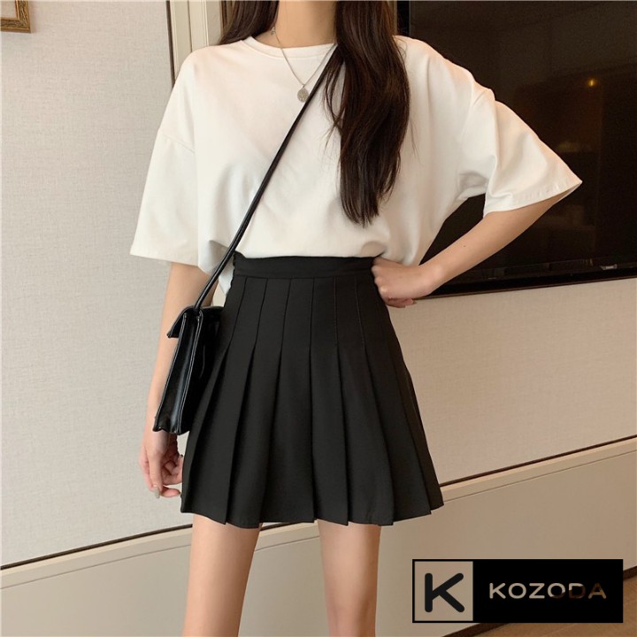 Chân váy tennis xếp li màu trắng đen xếp ly skirt cạp lưng cao ngắn chữ a phong cách ulzzang cv5b kozoda