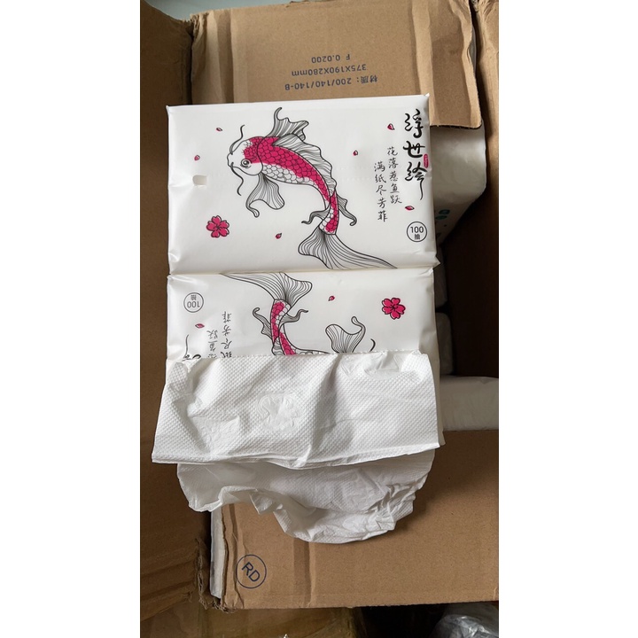 Thùng 24 gói giấy ăn Cao Cấp Cá Chép siêu dai, siêu mịn