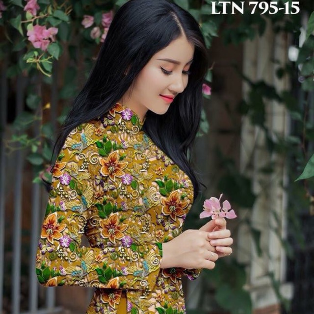 Vải lụa vân gỗ in hoa