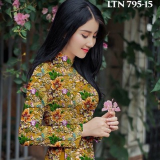 Vải lụa vân gỗ in hoa