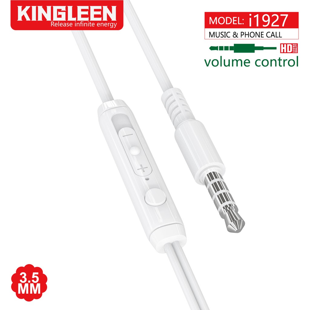 TAI NGHE CÓ MIC ĐIỆN THOẠI , MÁY TÍNH ,NHÉT TAI,EARPHONE KINGLEEN 1.2M I1927 , I1931 TRẮNG