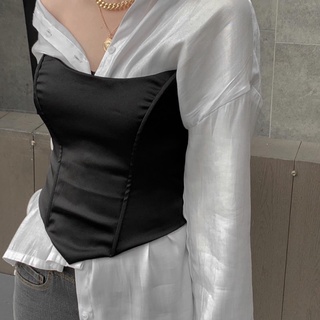 [Cao cấp] Áo corset gọng phi lụa + chân váy phi lụa rút dây (Có ảnh MẪU CHÍNH CHỦ)