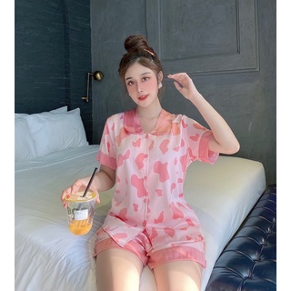 Đồ bộ pijama cổ sen bò sữa
