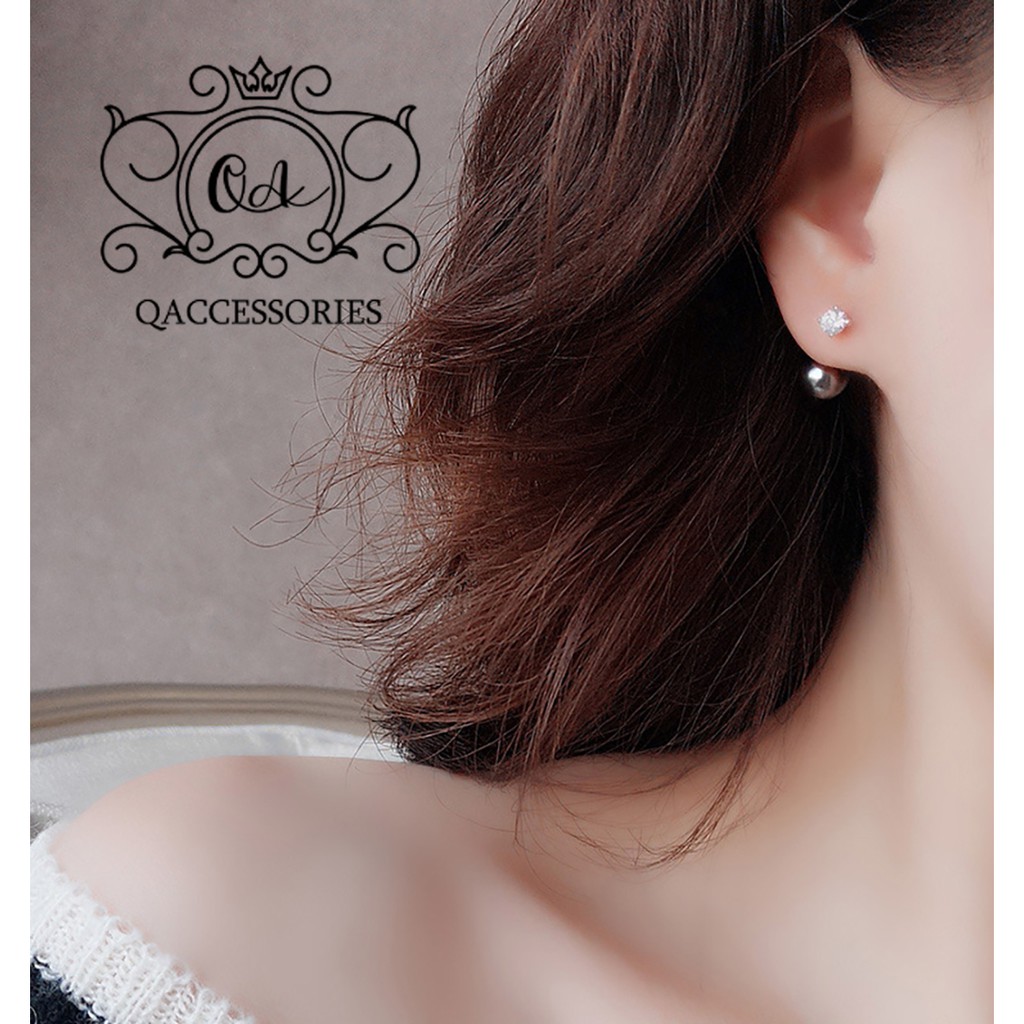 Khuyên tai bạc ngọc trai giả bông tai trước sau 2 màu S925 PEARL Front-back Silver Earrings SO00 - KÈM ẢNH THẬT