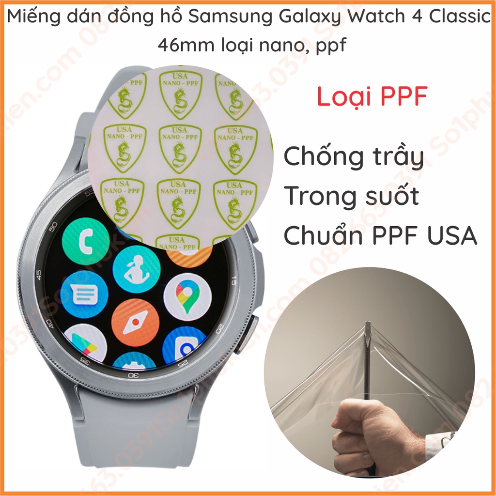 Dán màn hình đồng hồ Samsung Galaxy Watch 4 Classic 46mm loại cường lực nano , ppf chống trầy