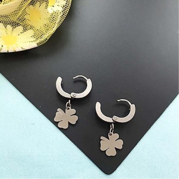 Khuyên tai cỏ 4 lá may mắn thời trang unisex