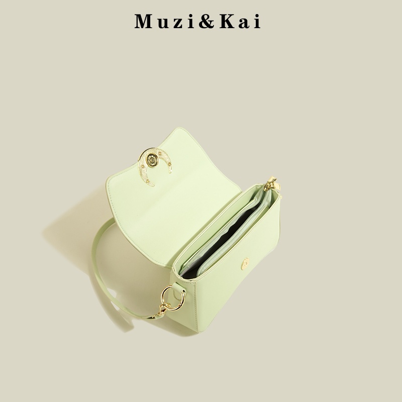 🌸Hàng Order🌸 Túi Xách Muzi&kai Chính Hãng Da Trơn Nắp Dính Trang Trí Quai Da Phối Xích Sang Chảnh Nữ Tính 🌸 Quảng Châu