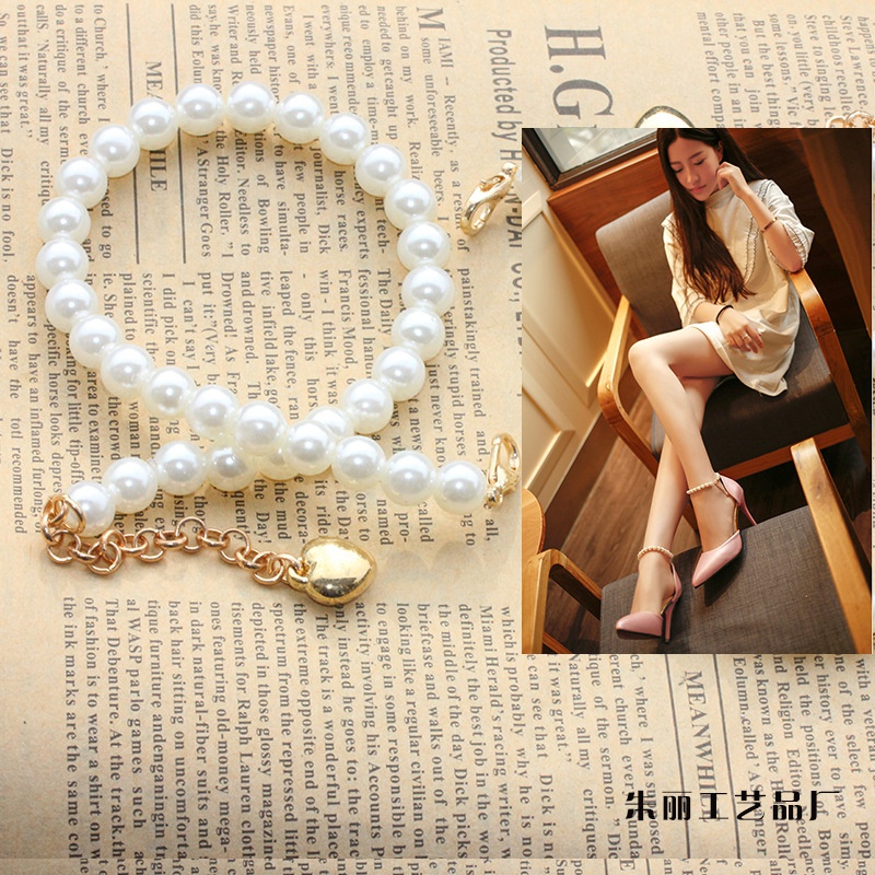 Dây Cột Giày Cao Gót Đính Ngọc Trai Chống Rơi Dành Cho Nữ