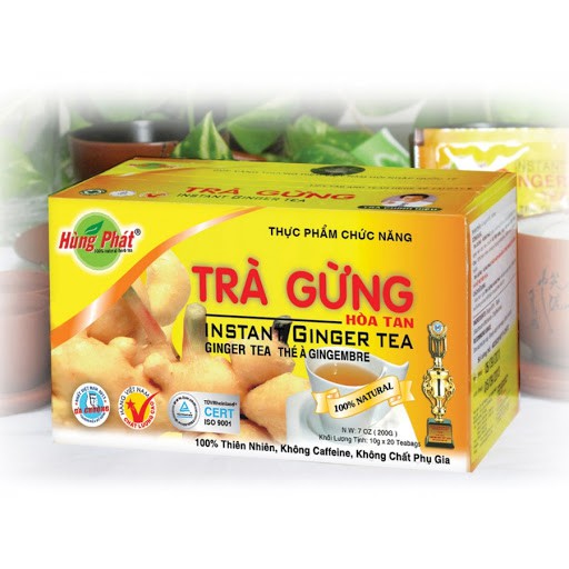TRÀ GỪNG + LINH CHI HOÀ TAN HỒNG PHÁT - GIÚP BỔ PHỔI VÀ CHỐNG CẢM - HỘP 20 GÓI HOÀ TAN