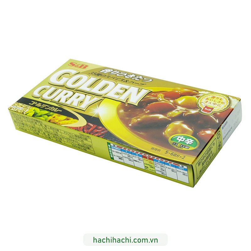 Viên nấu cà ri Golden Curry Vị cay vừa S&B foods 198g (8 viên) Hachi Hachi Japan Shop