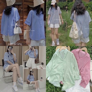 SET ÁO SƠ MI XẺ LƯNG KÈM SHORT (KÈM VIDEO HÌNH THẬT)