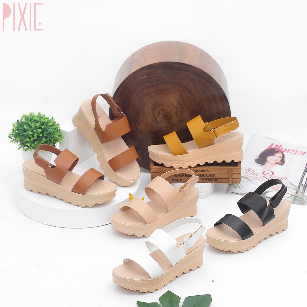 Giày Sandal Đế Xuồng 5cm Siêu Nhẹ Quai Ngang Pixie X425