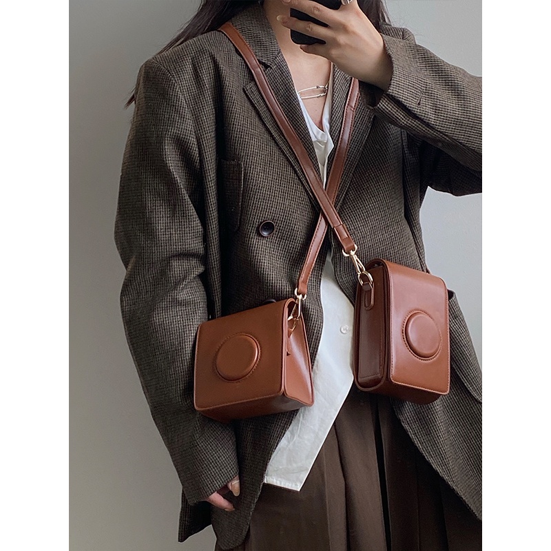 Túi đeo chéo một bên vai đựng máy ảnh thời trang thu đông phong cách retro cho nữ 2022