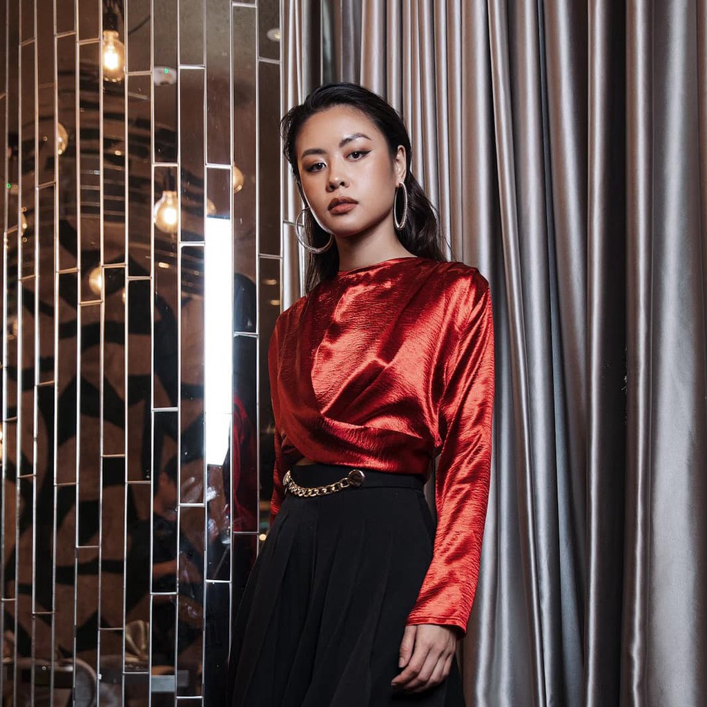 Áo Lụa Xoắn Tay Dài EDINI - A1213
