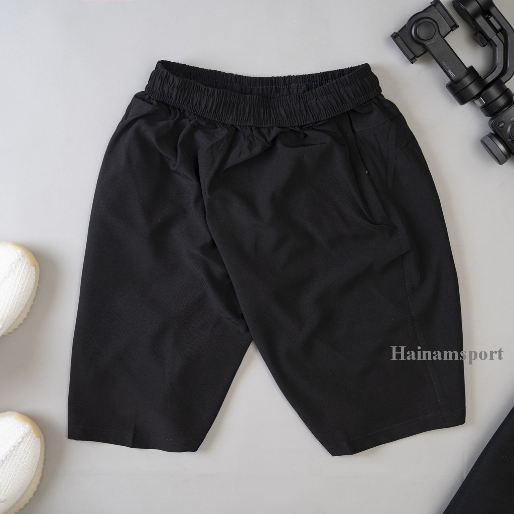 Quần đùi FULL màu đen, chất liệu vãi gió giãn phom 40-75kg | BigBuy360 - bigbuy360.vn